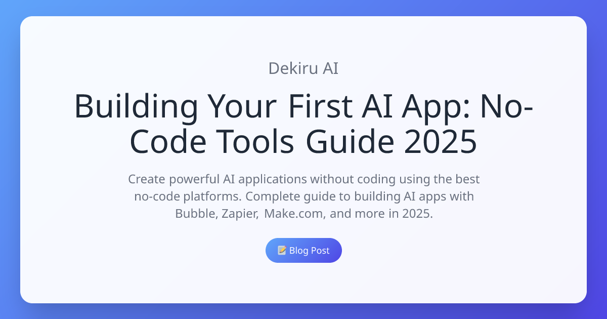 Building Your First AI App: No-Code Tools Guide 2025 | Dekiru AI